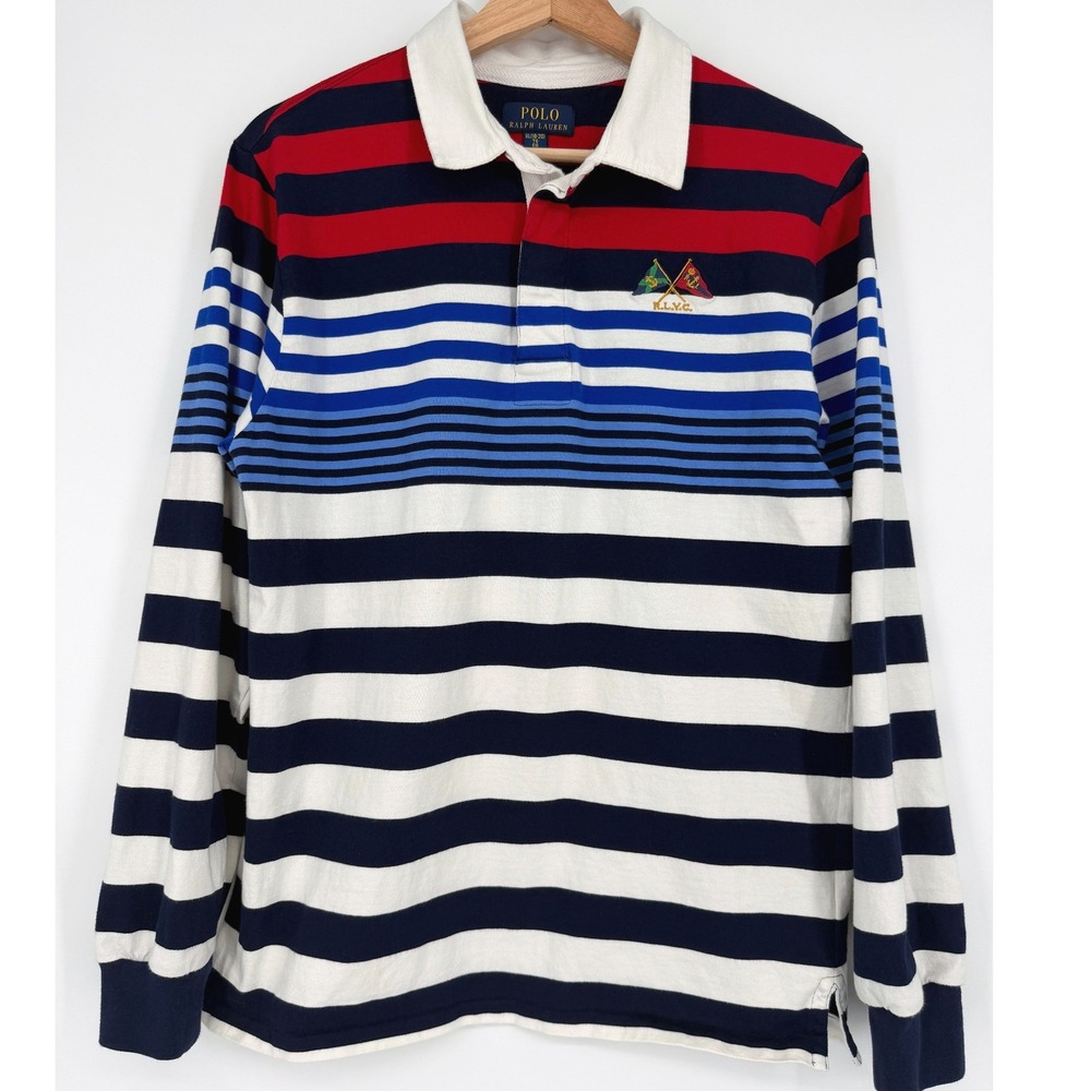 Polo Ralph Lauren RLYC Yacht Club Striped Rugby Long‎ Sleeve Polo Shirt Nautical